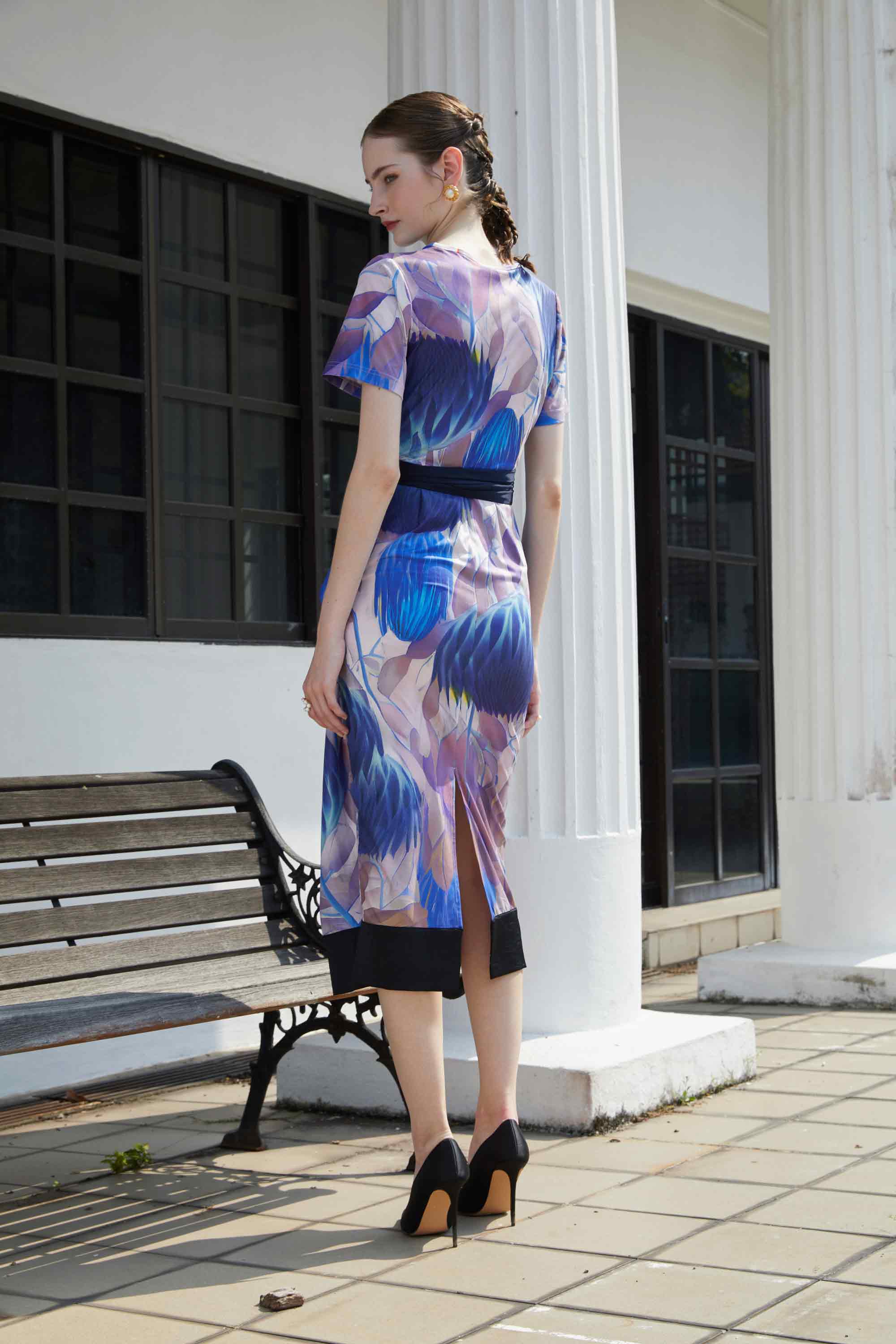 Draped Pencil Midi Dress (Ephemeral)