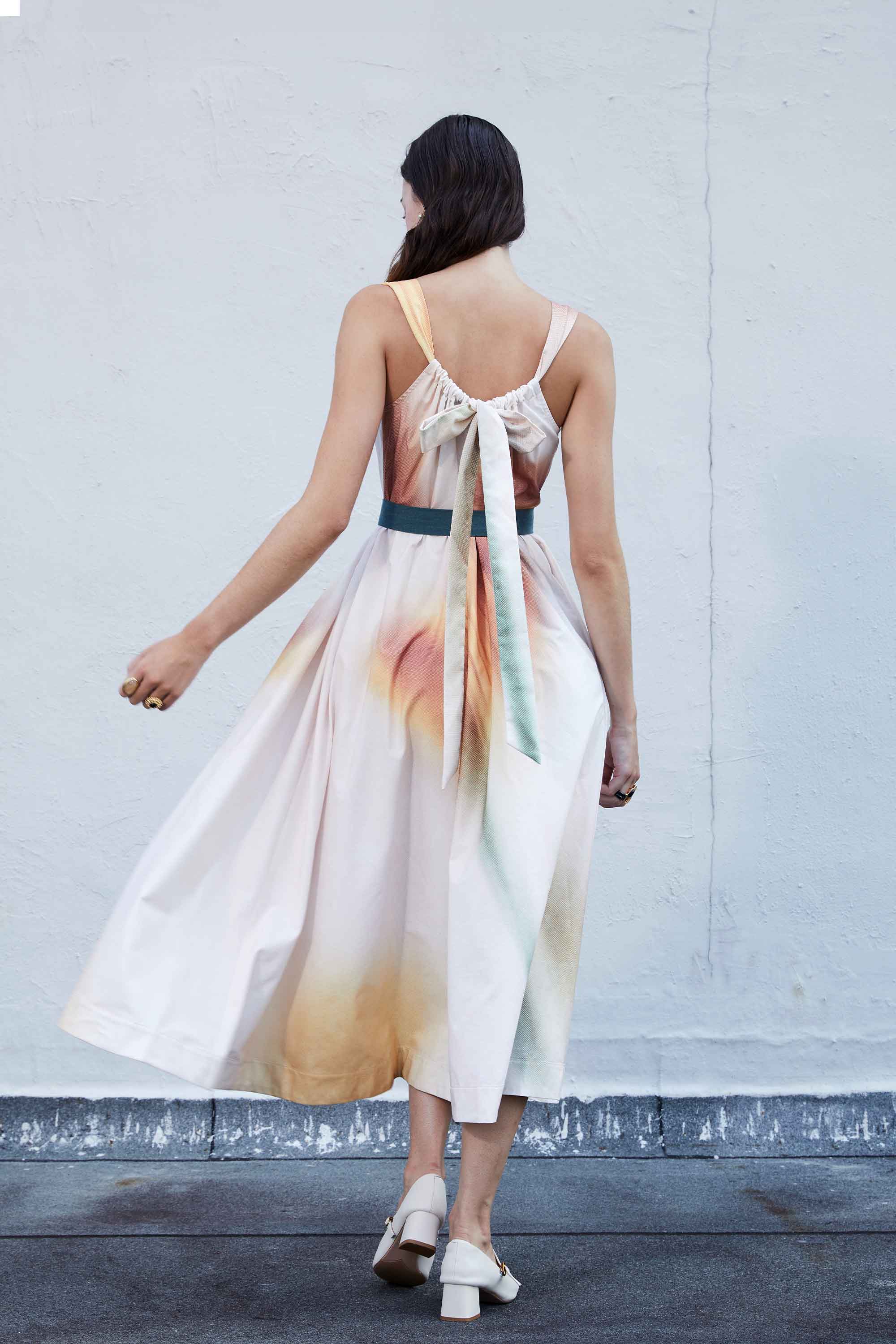 Bustier Drawstring Midi Dress (Mosaic)