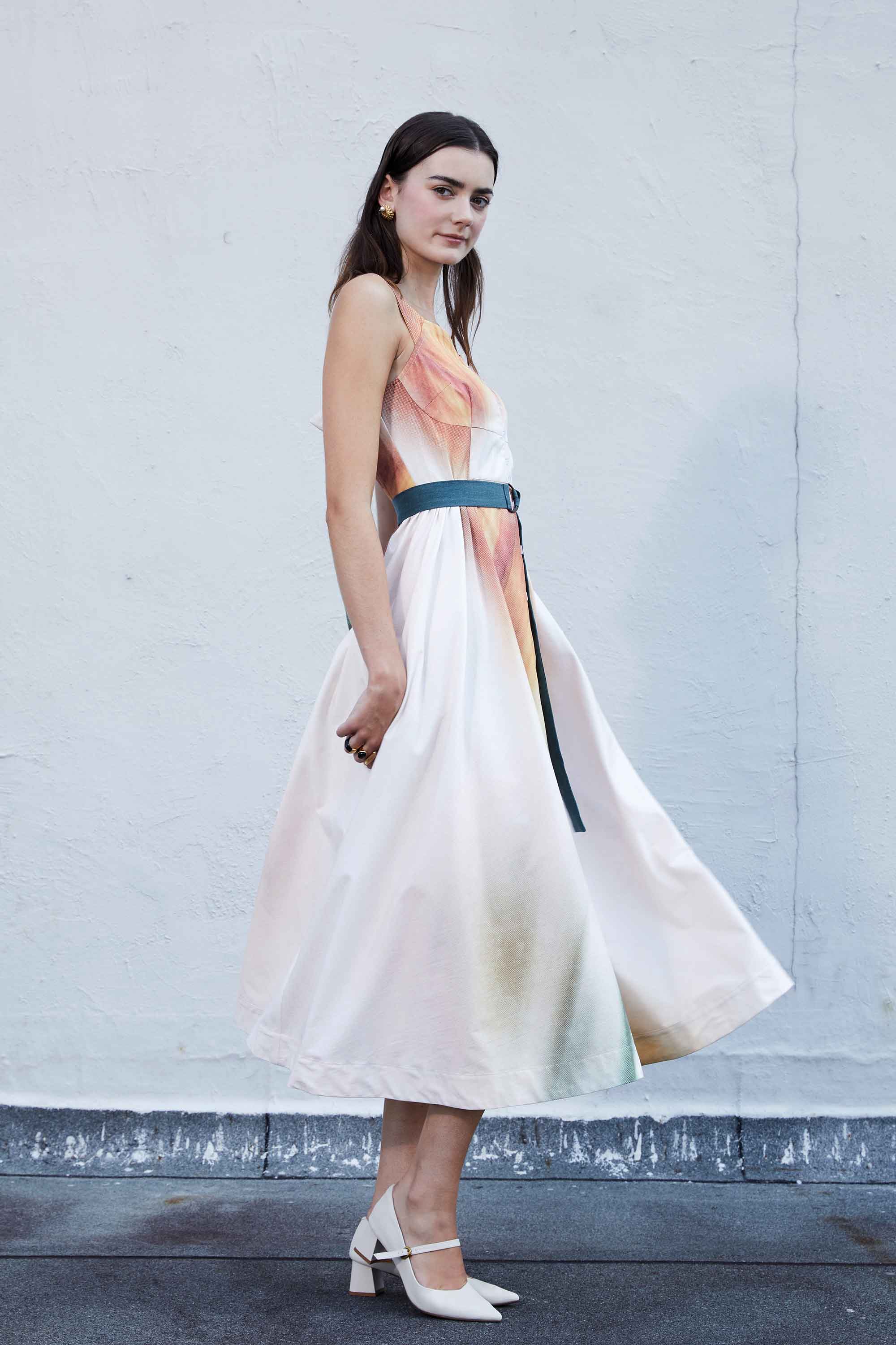 Bustier Drawstring Midi Dress (Mosaic)