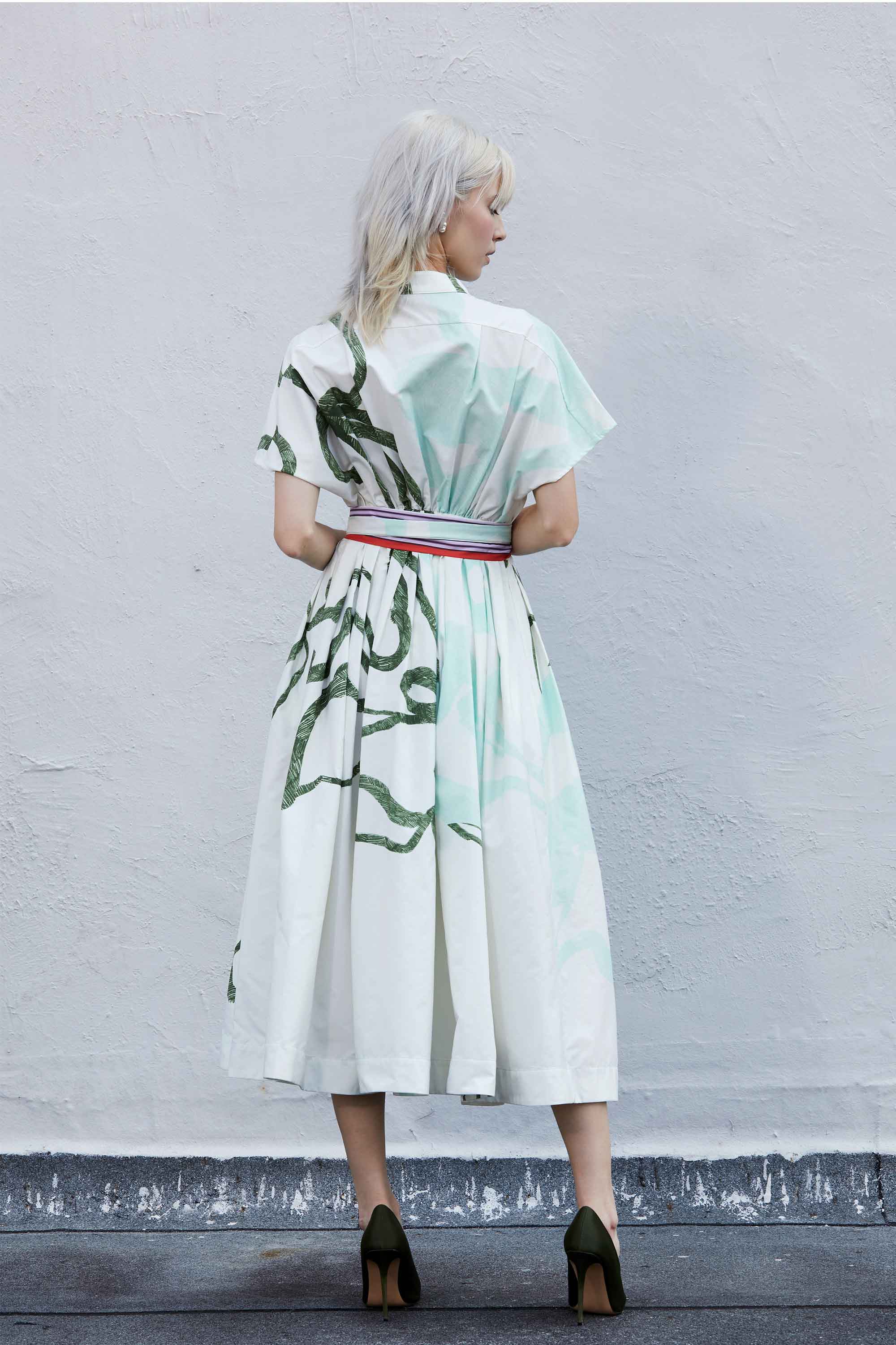 Chinese Collar Dual Box Pleat Dress (Pause)
