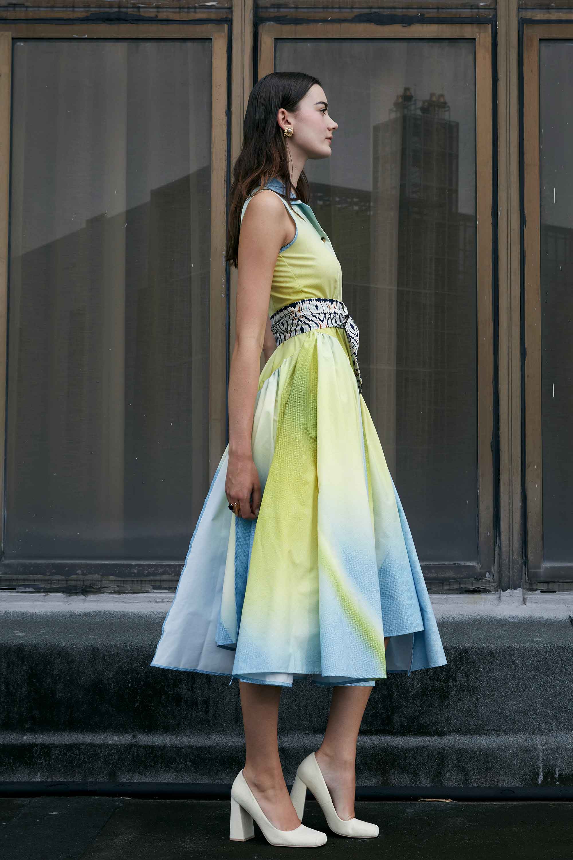 Collared Billowing Midi Dress (Echo)