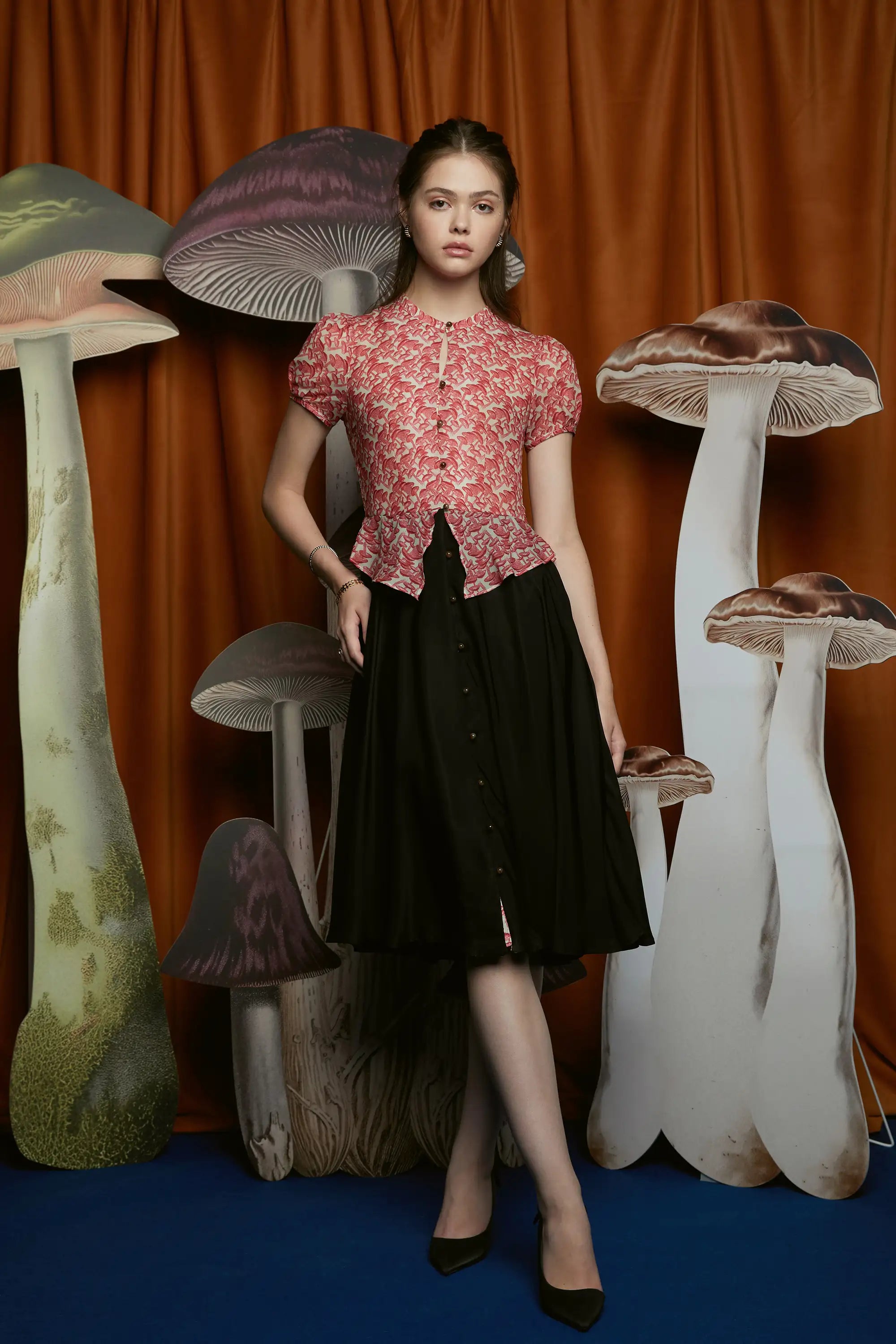 Keyhole Peplum Dress (Chanterelle)