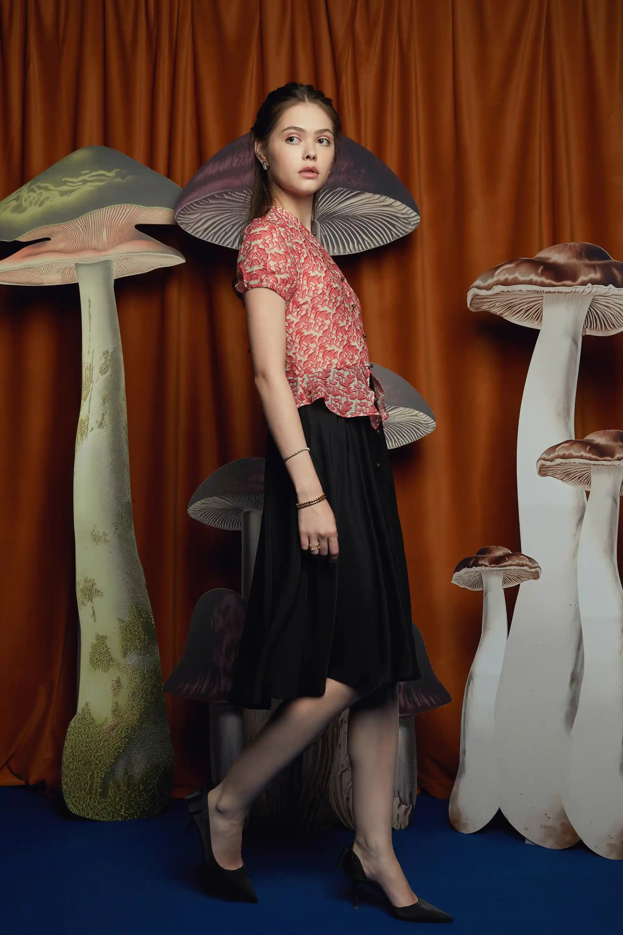 Keyhole Peplum Dress (Chanterelle)