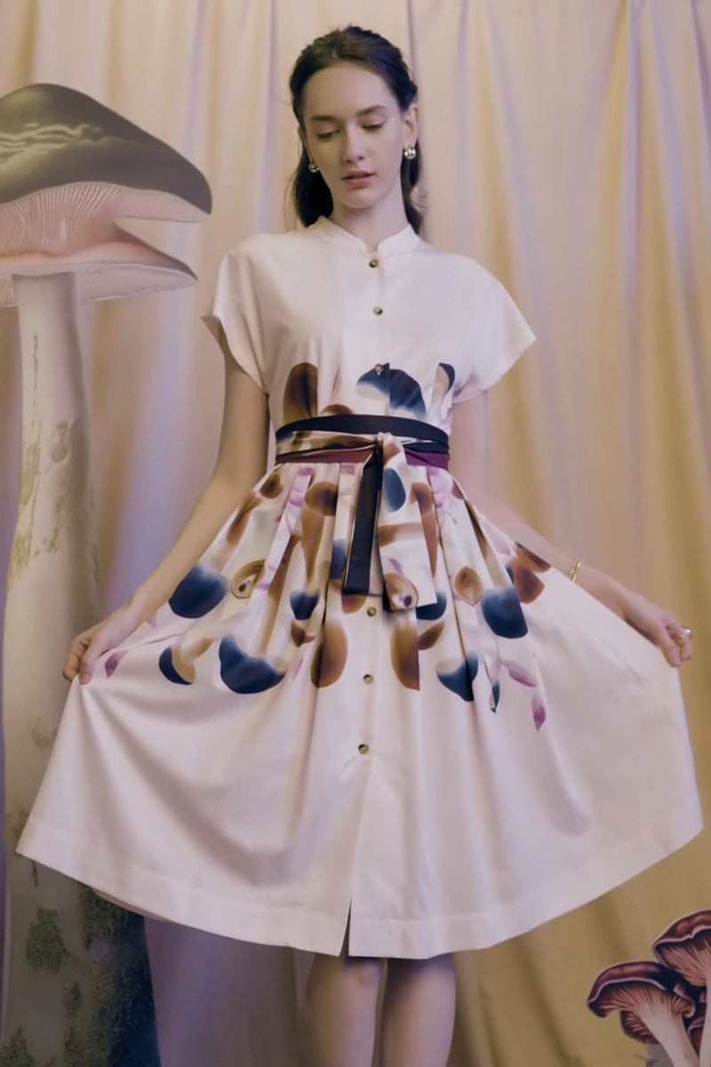 Chinese Collar Pleated Midi Dress – Mycena | Reckless Ericka