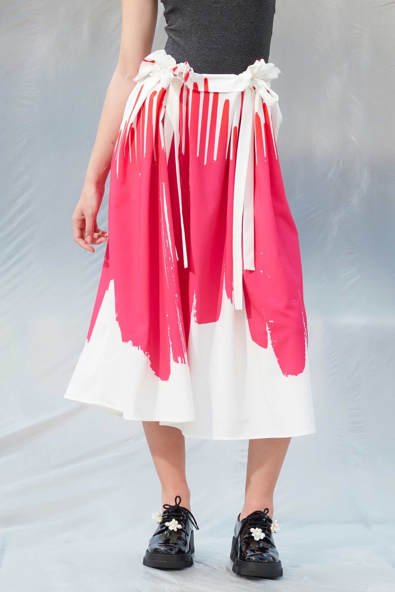 Drawstring Paperbag Midi Skirt