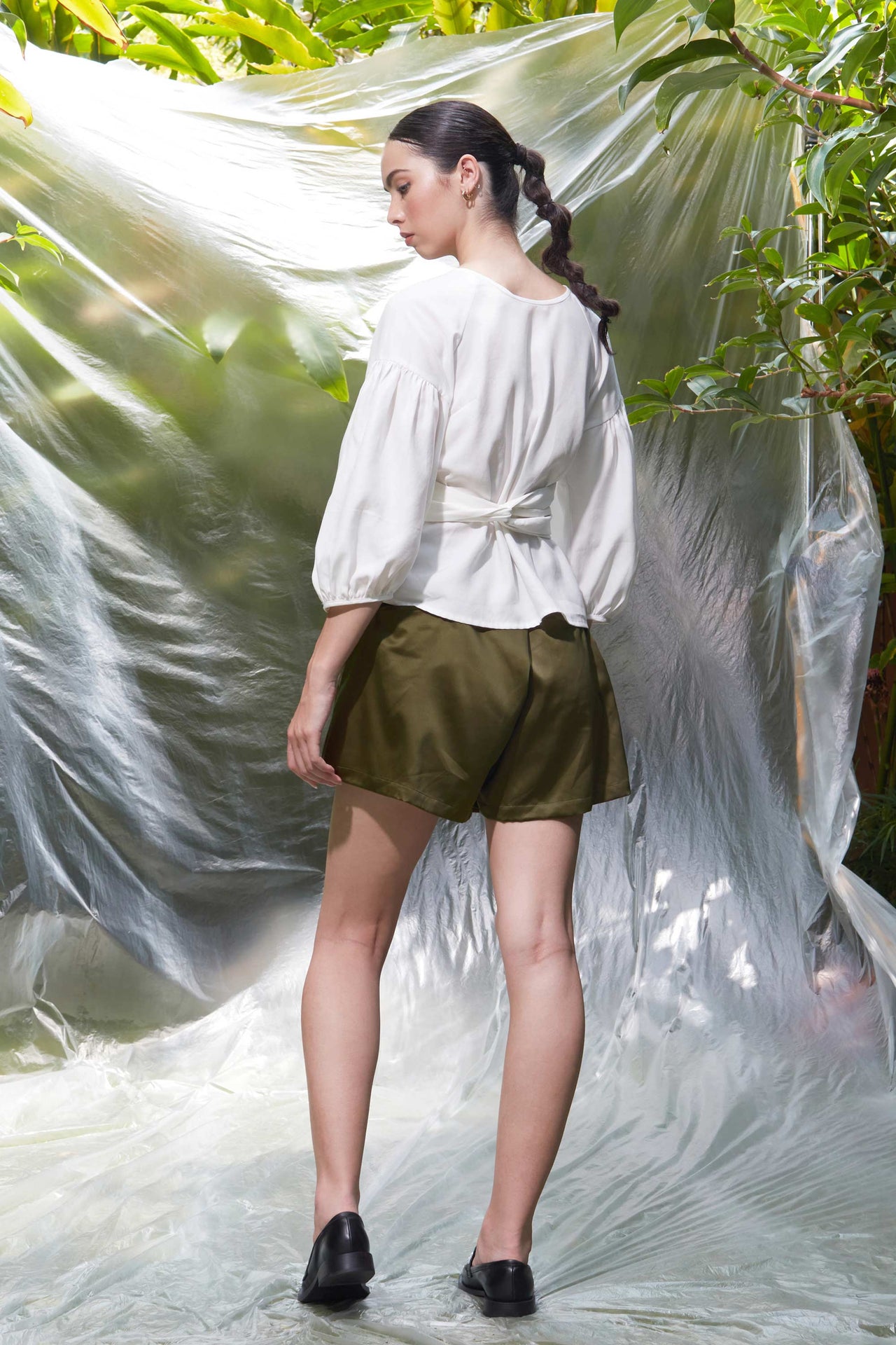 Back-To-Front Parachute Sleeves Top (White)