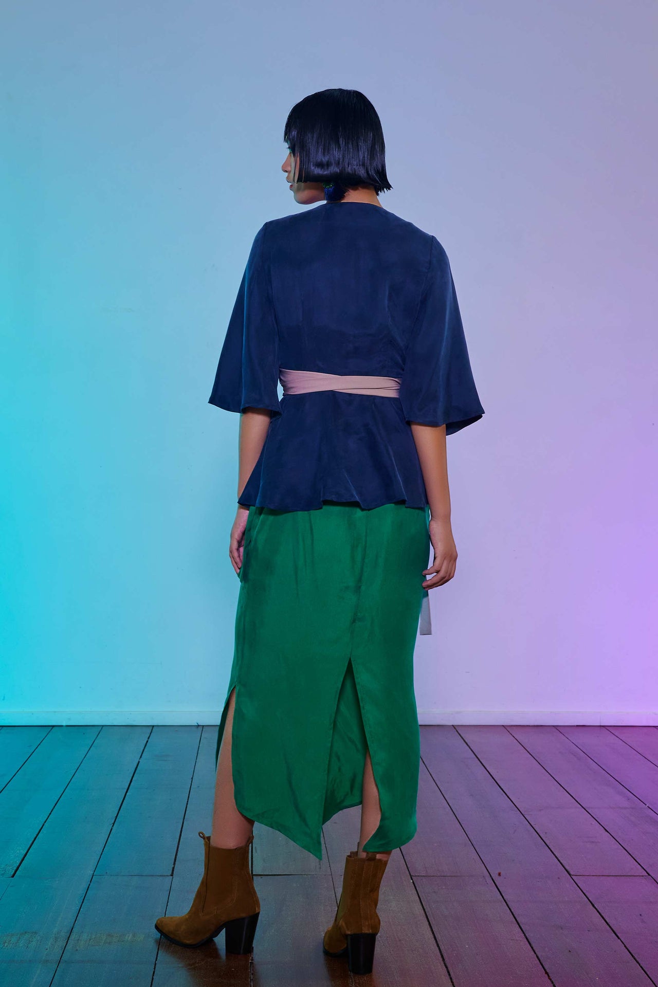 Pencil Slit Skirt (Cupro Green)