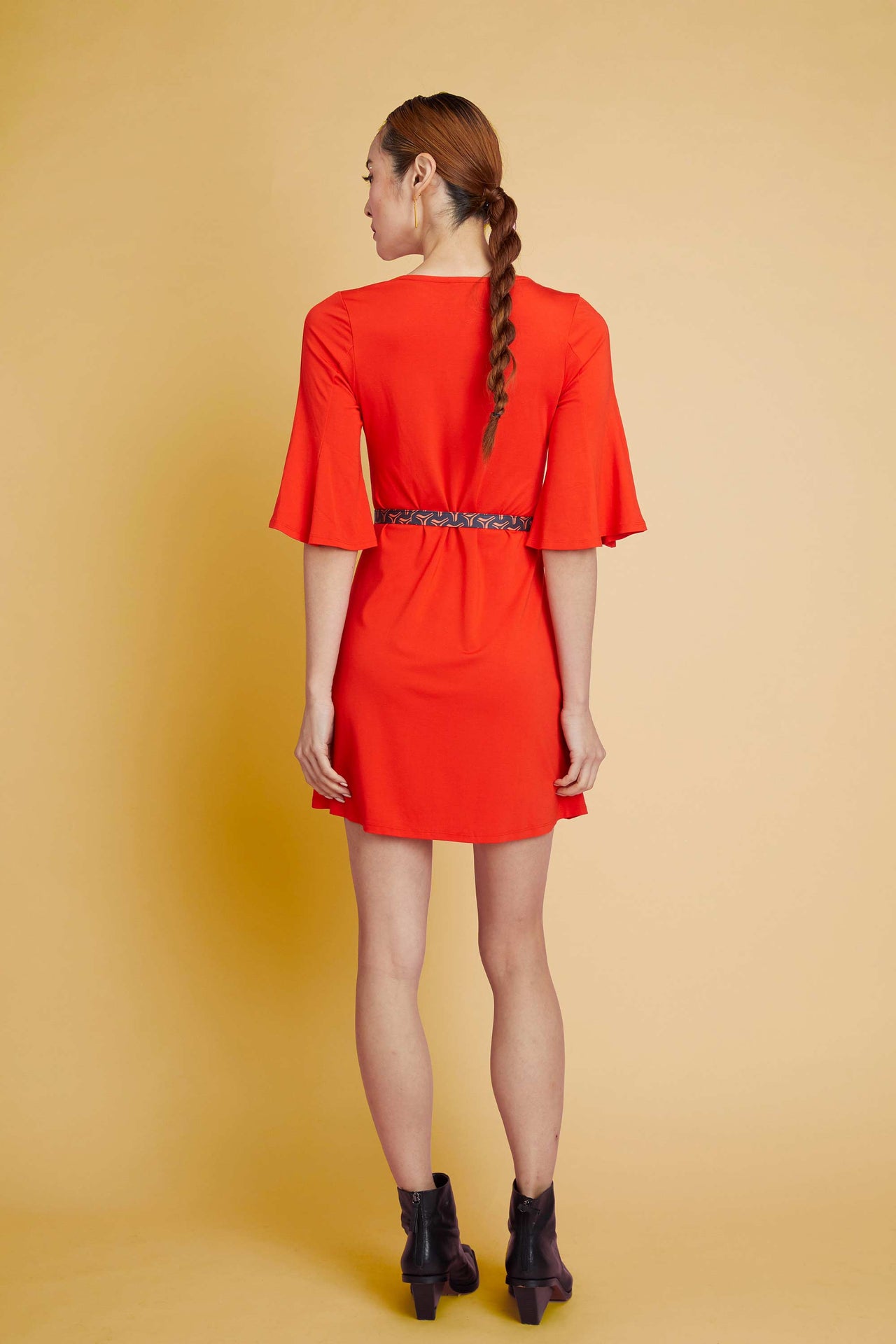 Reckless Ericka x SIA — Red Bell Sleeve Knee Length Dress